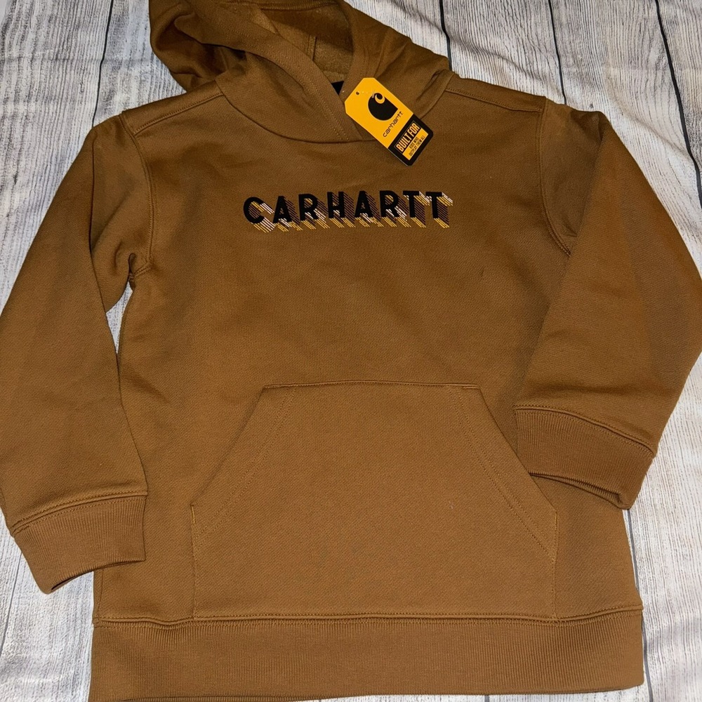 Carhartt Boys Size 7 Brown Hoodie Hooded Sweatshirt NEW